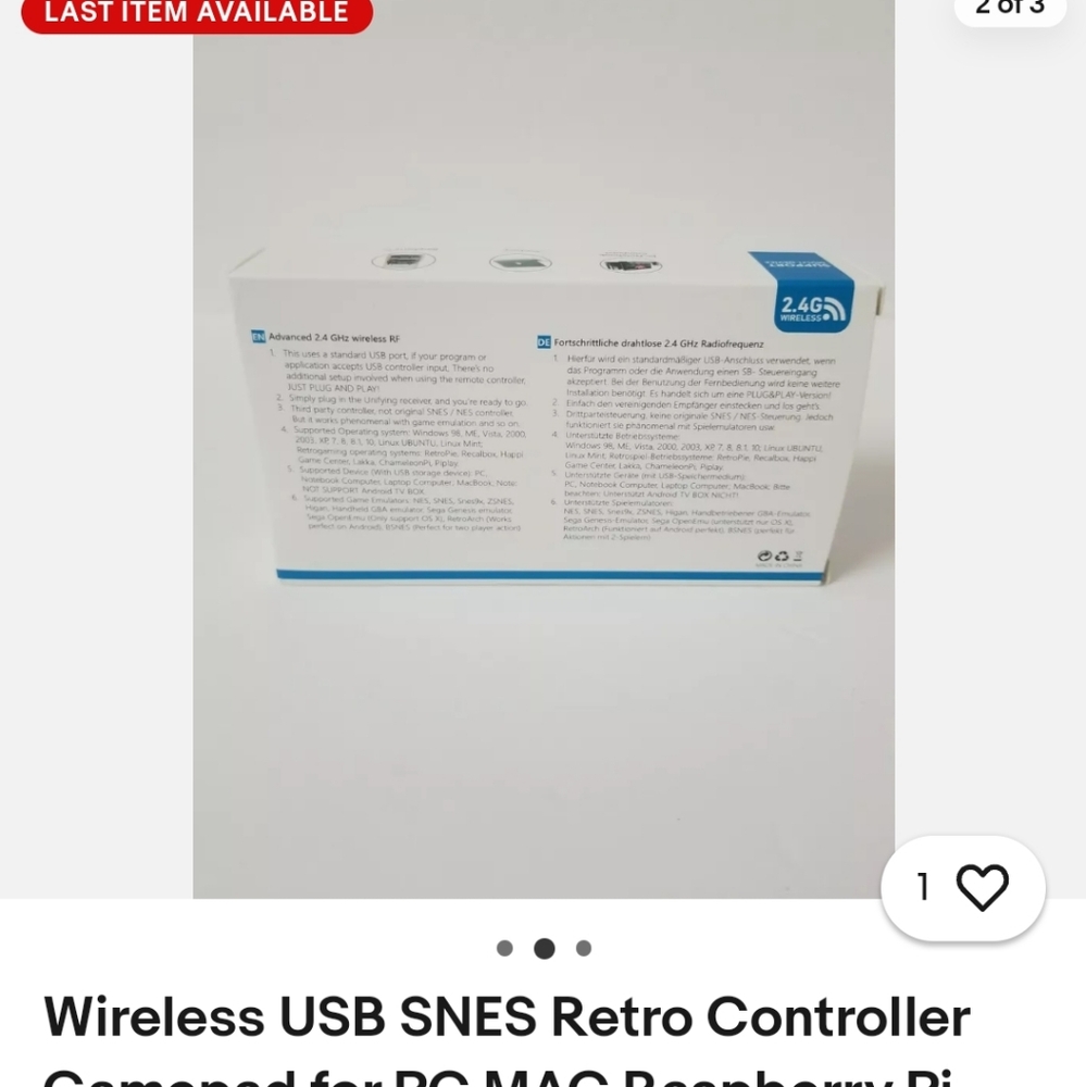 2.4G wireless game controller for PC Notebook Computer, MacBook, Raspberry Pi us - Picture 4 of 5